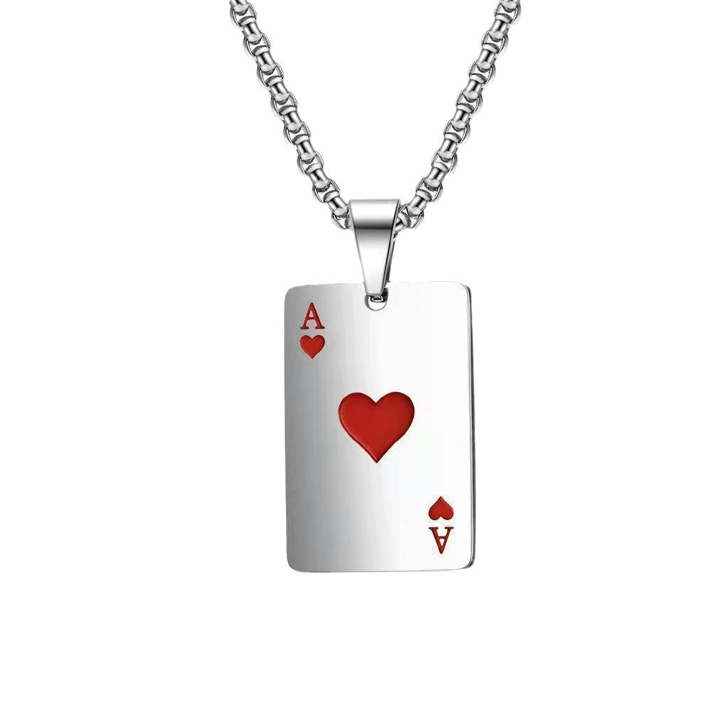 Women's & Men's Chain Hip Hop Niche Creative Poker Titanium Steel Pendants