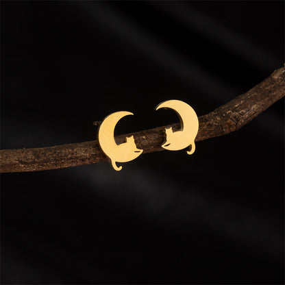 Stainless Steel Cute Simple Cartoon Animal Earrings