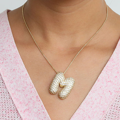 Brass Zircon Balloon Bubble Chubby English Necklaces