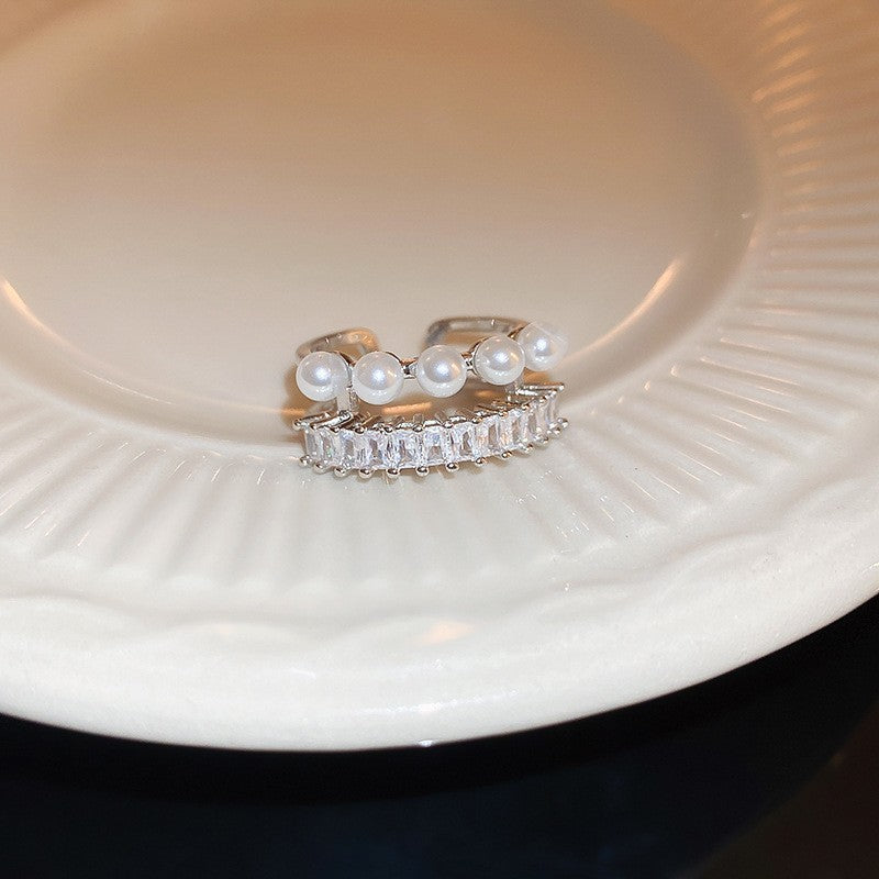 Electroplated Freshwater Pearl Zircon Stitching Butterfly Exquisite Rings