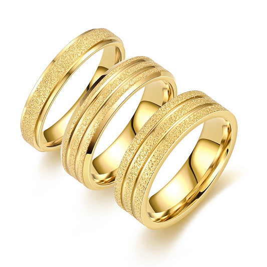 Titanium Steel Temperament Trendy Niche Frosted Alluvial Rings