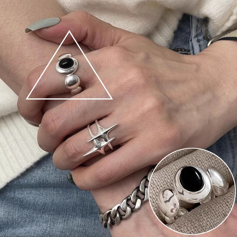 Line Cross Cord For Braiding Female Simple Irregular Wide Rings