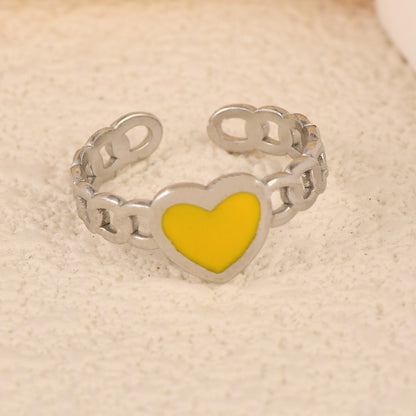 Stainless Steel Fashion Hollowed Heart Shape Electroplating Rings