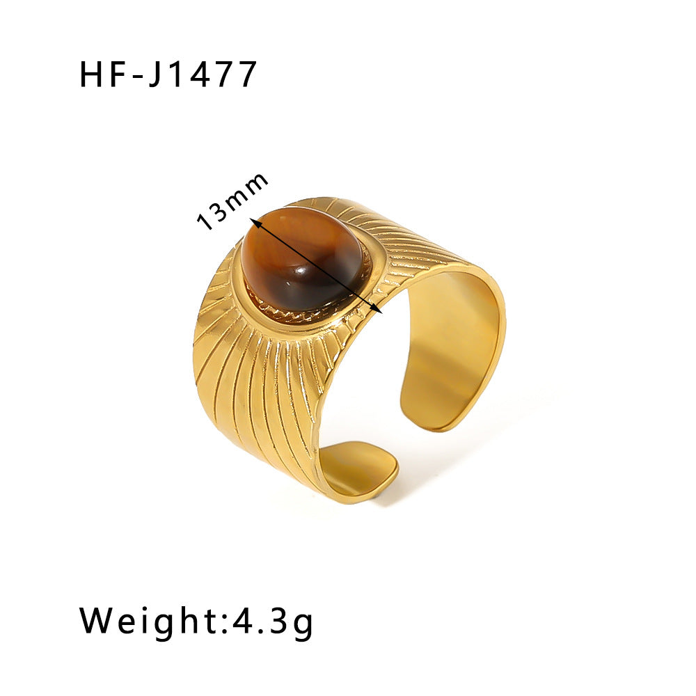 Stone Color Natural Stainless Steel Gold Rings