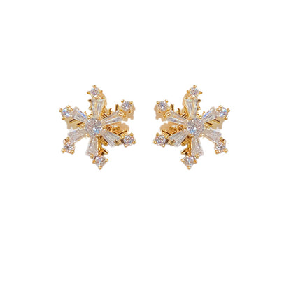 Small Exquisite Fashion Snowflake Rotating Sier Earrings