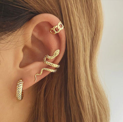 Retro Snake Suit Three-piece Shaped Cold Earrings