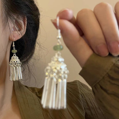 Chinese Style Vintage Tassel National Sier Needle Bamboo Temperament Earrings