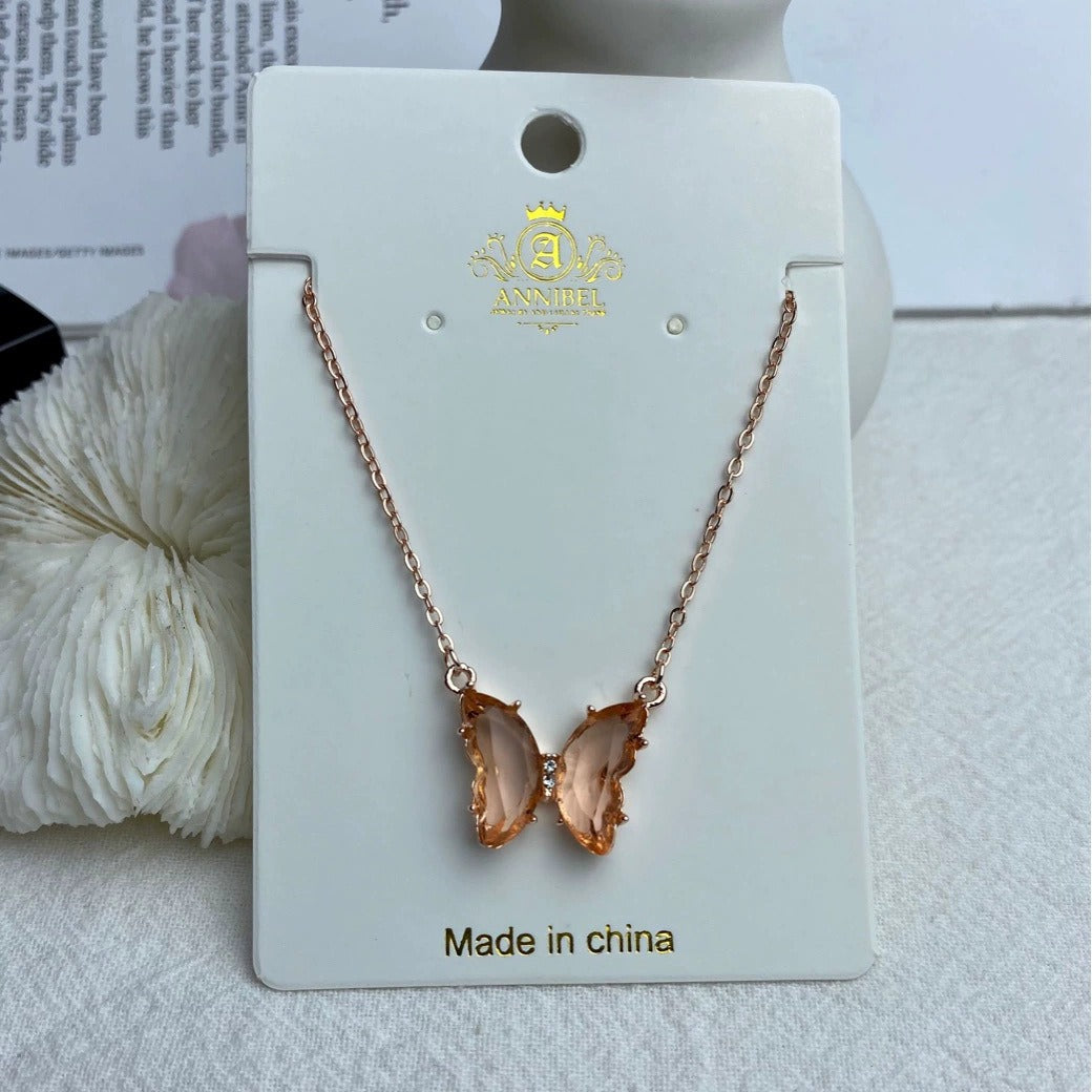 Glass Crystal Butterfly Ear Female Clavicle Necklaces