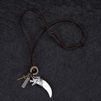 Men's Trendy Jewelry Fashion Rock Personality Wolf Tooth Necklaces