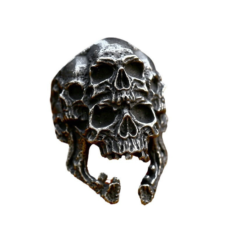 Men's Stainless Steel Double Skull Titanium Ornament Rings