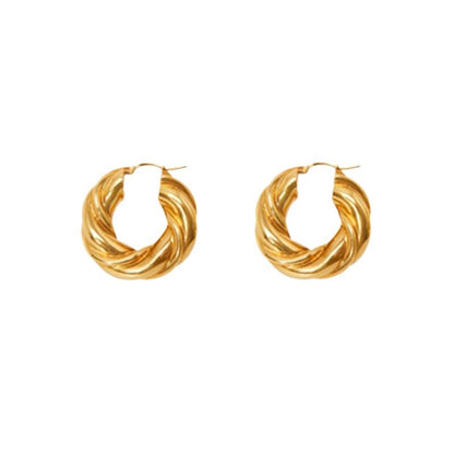 Luxury French Style Retro Minimalist Design Fashionable Gold Twist Earrings