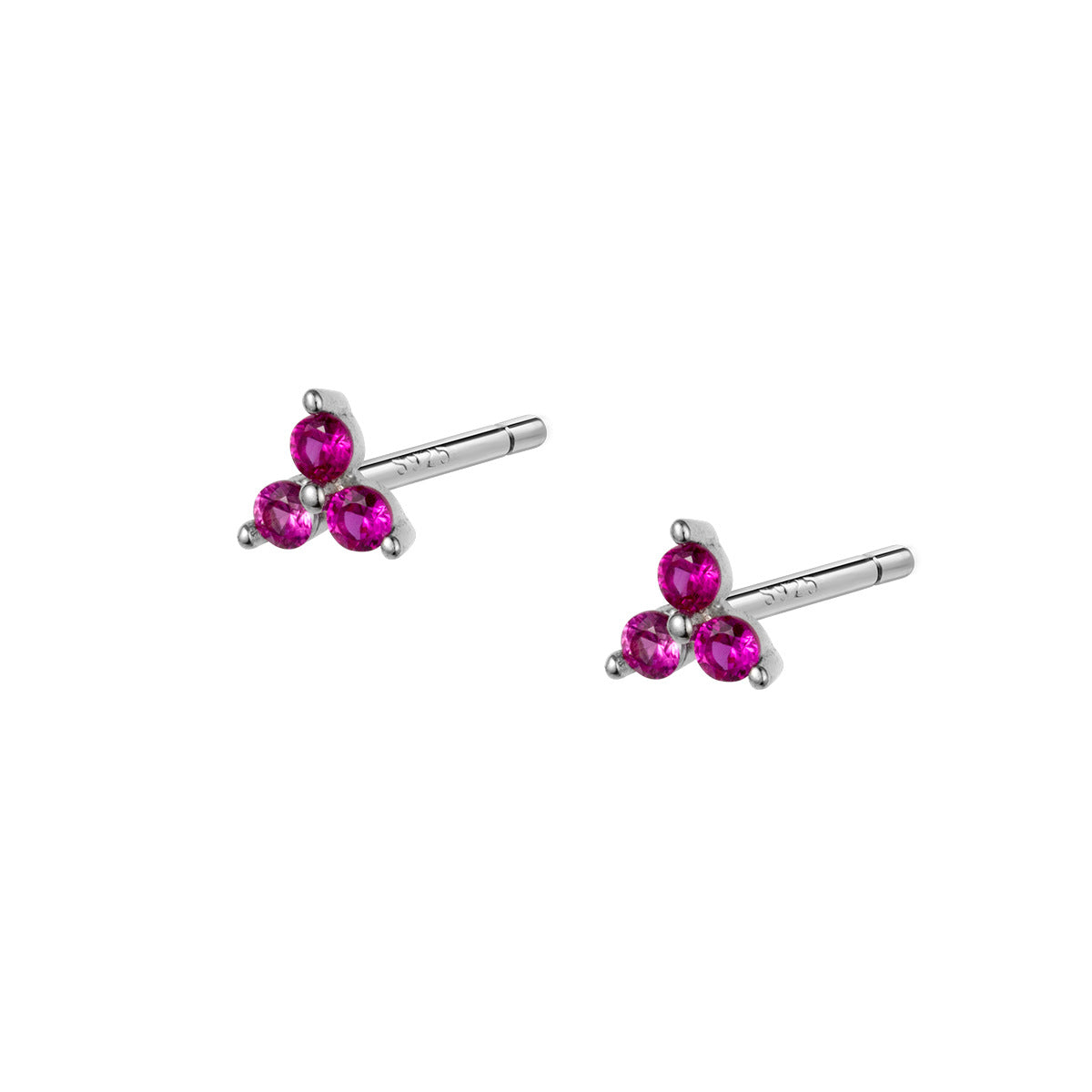 Sterling Sier Colorful Crystals Three-leaf Personality Earrings