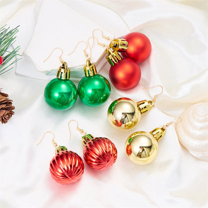 Ornament Christmas Glossy Sequin Bulb Ear Earrings