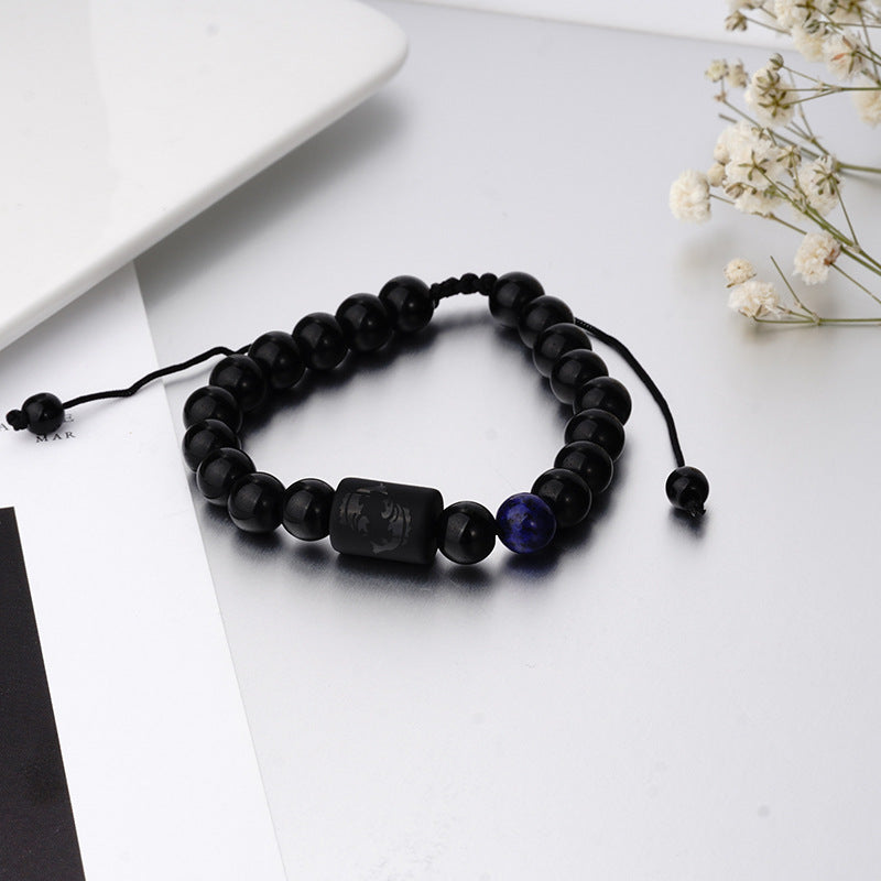 Men's Natural Stone Frosted Glass Twee Constellation Bracelets