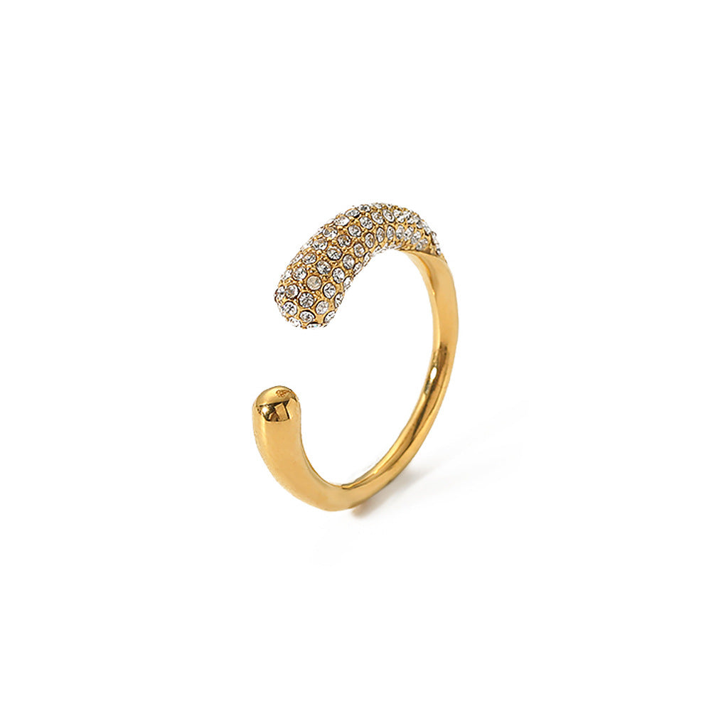 Gold-plated Inlaid Zircon Light Luxury Stainless Rings