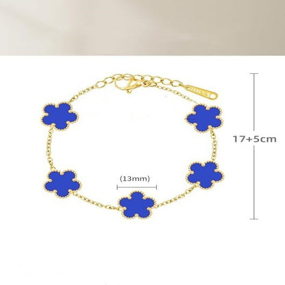 Grass Real Gold Five-leaf Flower Titanium Bracelets