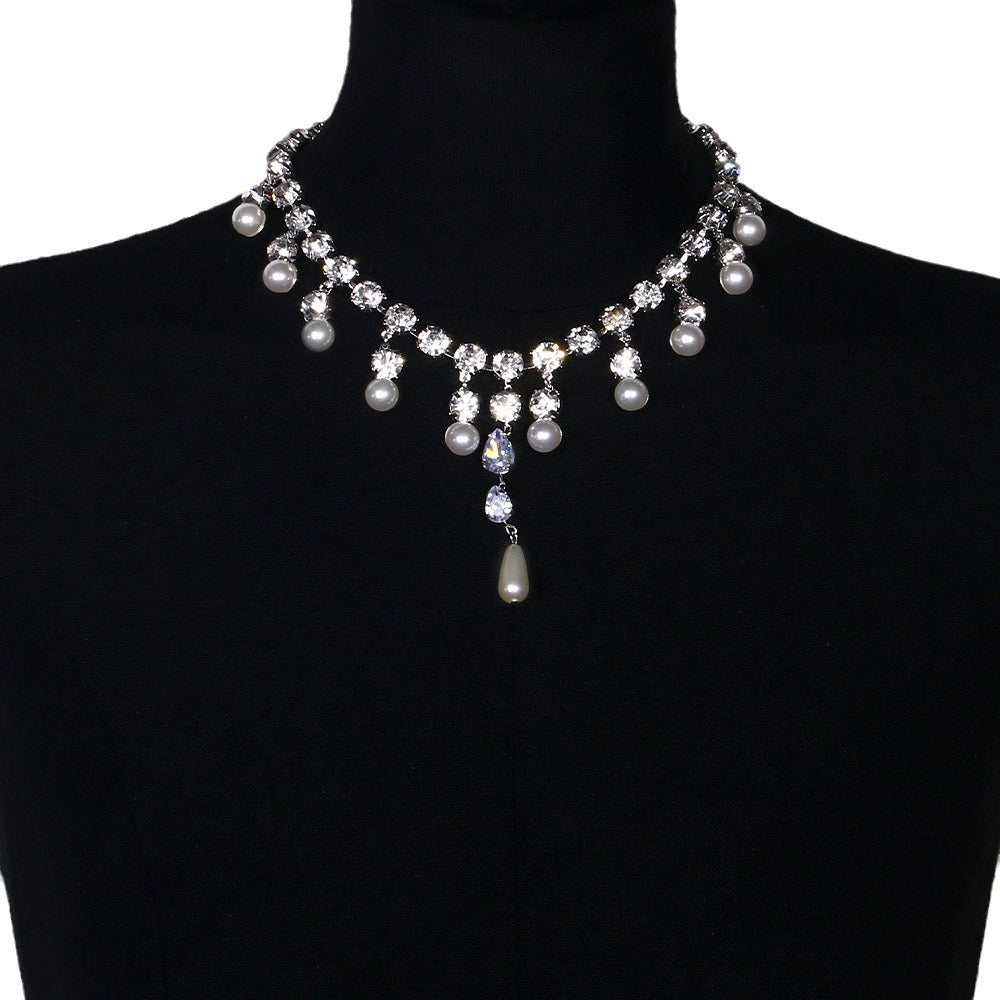 Female Tassel Rhinestone Clavicle Chain Flash Necklaces