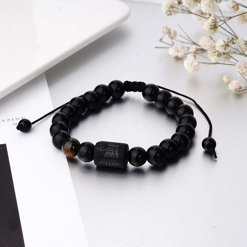 Men's Natural Stone Frosted Glass Twee Constellation Bracelets