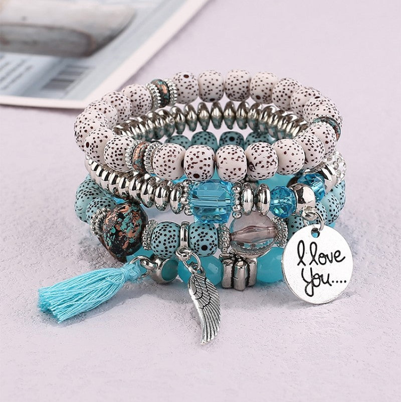 Bohemian Jewelry Female Tassel Wings Charm Bracelets