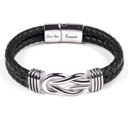 Leather Lettering Stainless Steel Magnetic Twist Bracelets