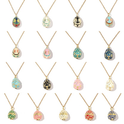 Color Copper Zircon Easter Egg Female Enamel Pendants