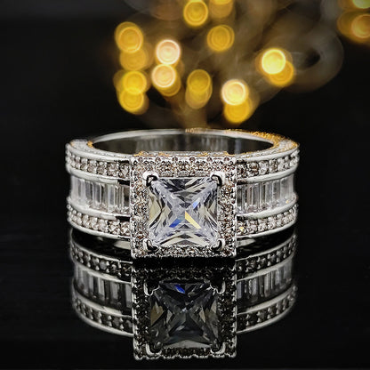 Rhinestone Square Fashion Female Engagement Proposal Rings