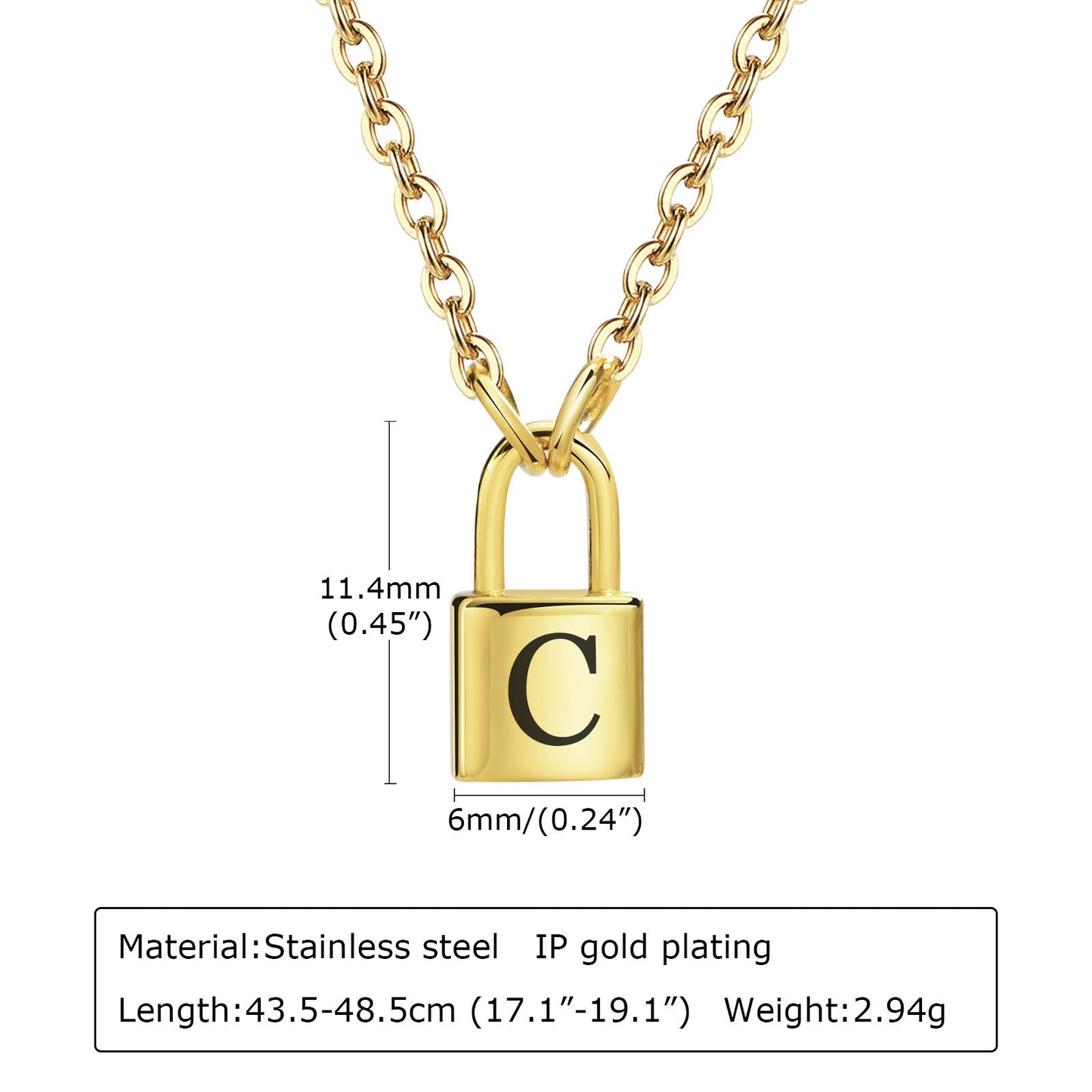 Letter Stainless Steel Lock Head Fashion Necklaces