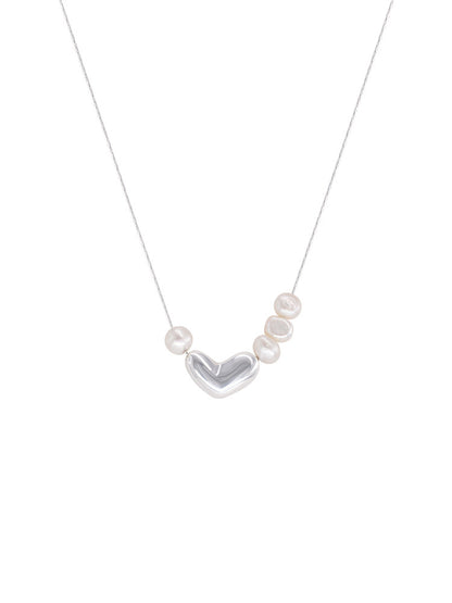 Pearl Three-dimensional Heart-shaped Short Clavicle Chain Daily Necklaces