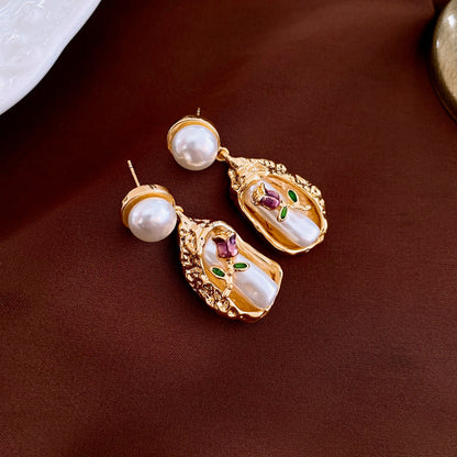 Women's Enamel Oil Painting Style Light Luxury Earrings