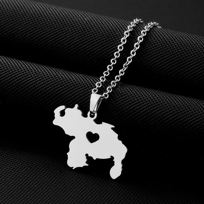 Women's & Men's Heart-shaped Venezuela Map Fashion Couple Titanium Necklaces