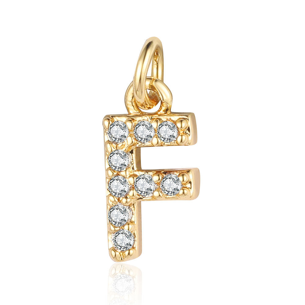 English Letters Copper Zircon Ornaments Accessories Yellow Gold Pendants