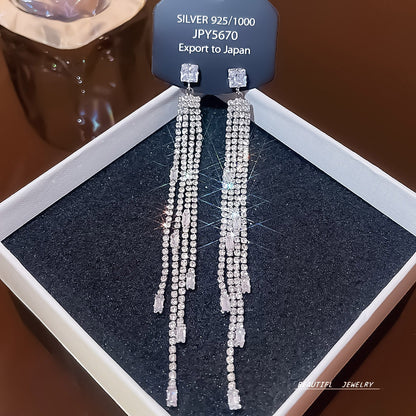 Women's Zircon Tassel High-grade Light Luxury Delicate Earrings