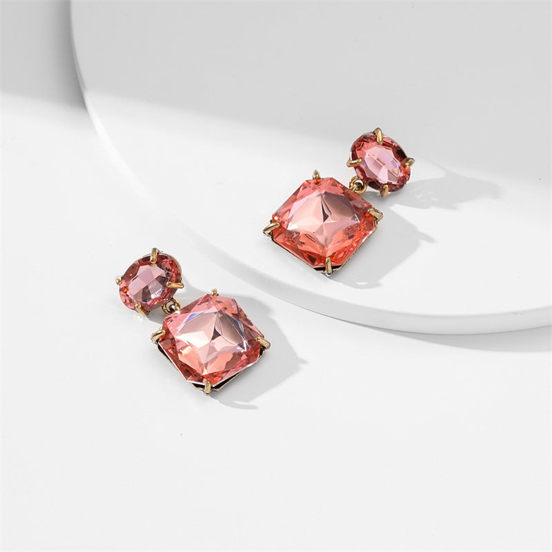 Colorful Rhinestone Geometric Female Super Flash Earrings