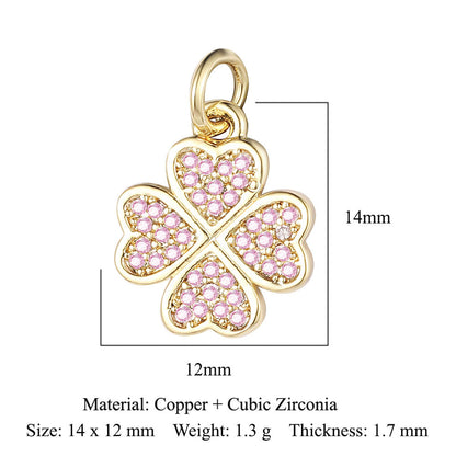 Four-leaf Clover Color Zirconium Copper Micro Inlaid Zircon Pendants