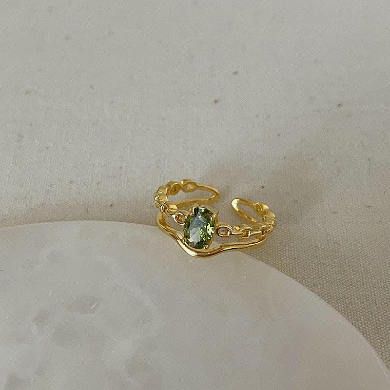 Luxury Pearl Zircon Golden Open-end Collection Female Rings