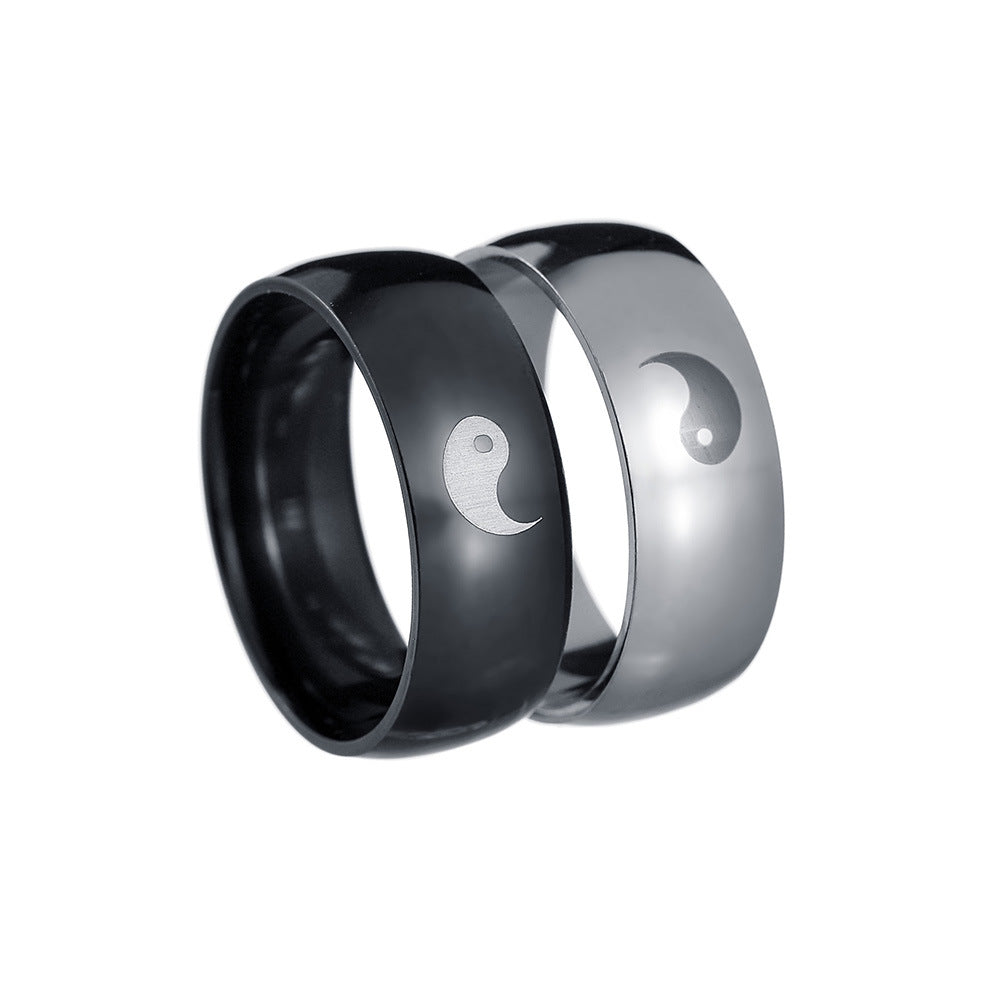 Men's Laser Gossip Fish Stainless Steel Does Rings