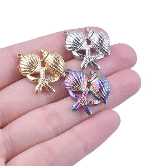 Stainless Steel Accessories Golden Starfish Conch Titanium Pendants