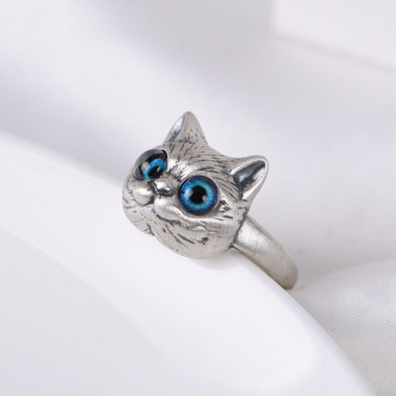 Retro Three-dimensional Cartoon Kitten Female Fashion Rings