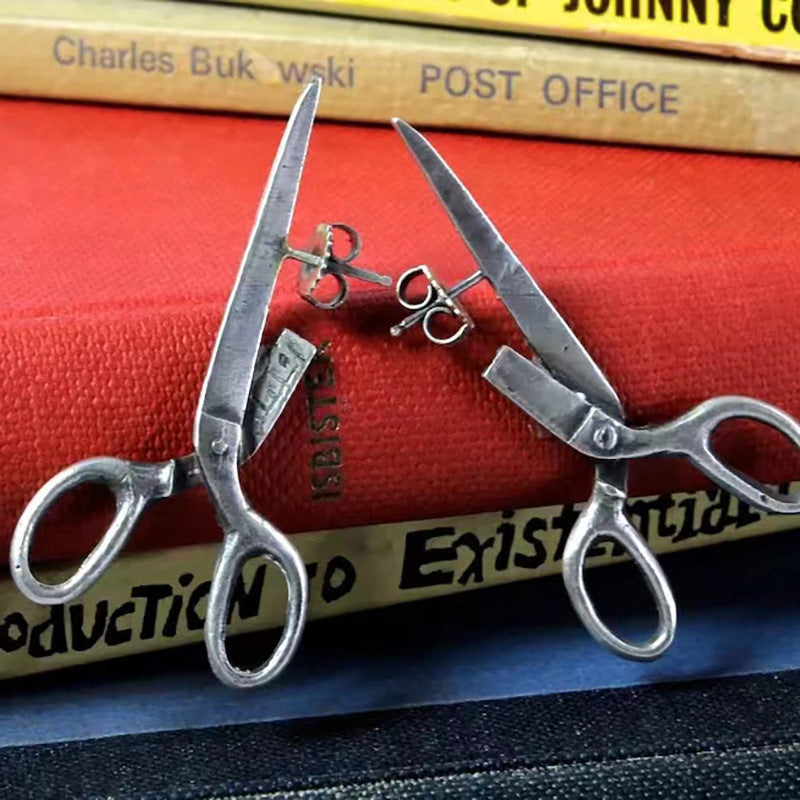 Women's Coffee Yi Fashion Creative Retro Scissors High Earrings