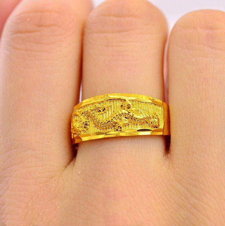 Women's & Men's Pure Copper Gold Plated Wedding Dragon Rings