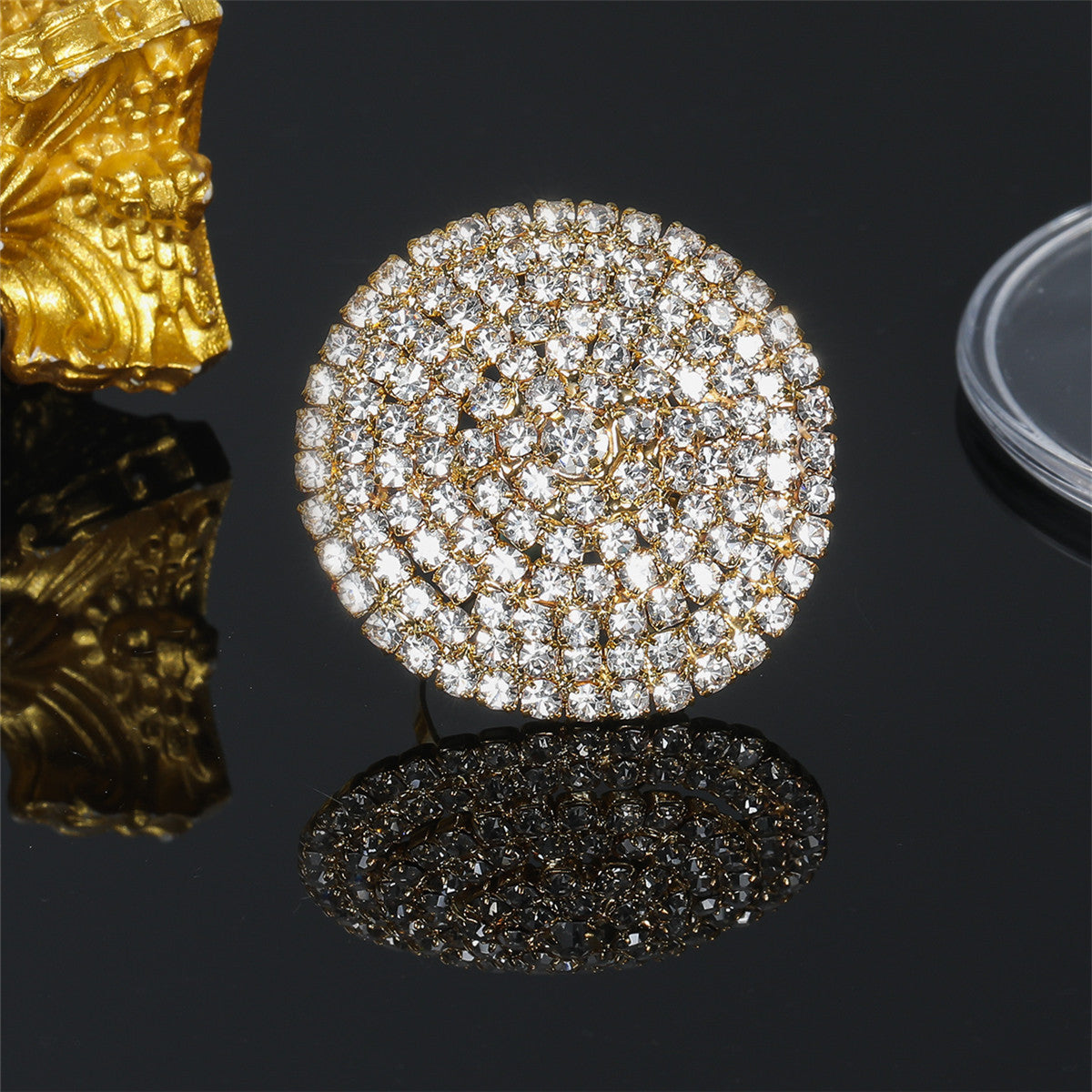 Round Rhinestone Female Beautiful Shining Full Rings