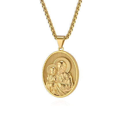 Round Plate Holy Father Son Jesus Pendants