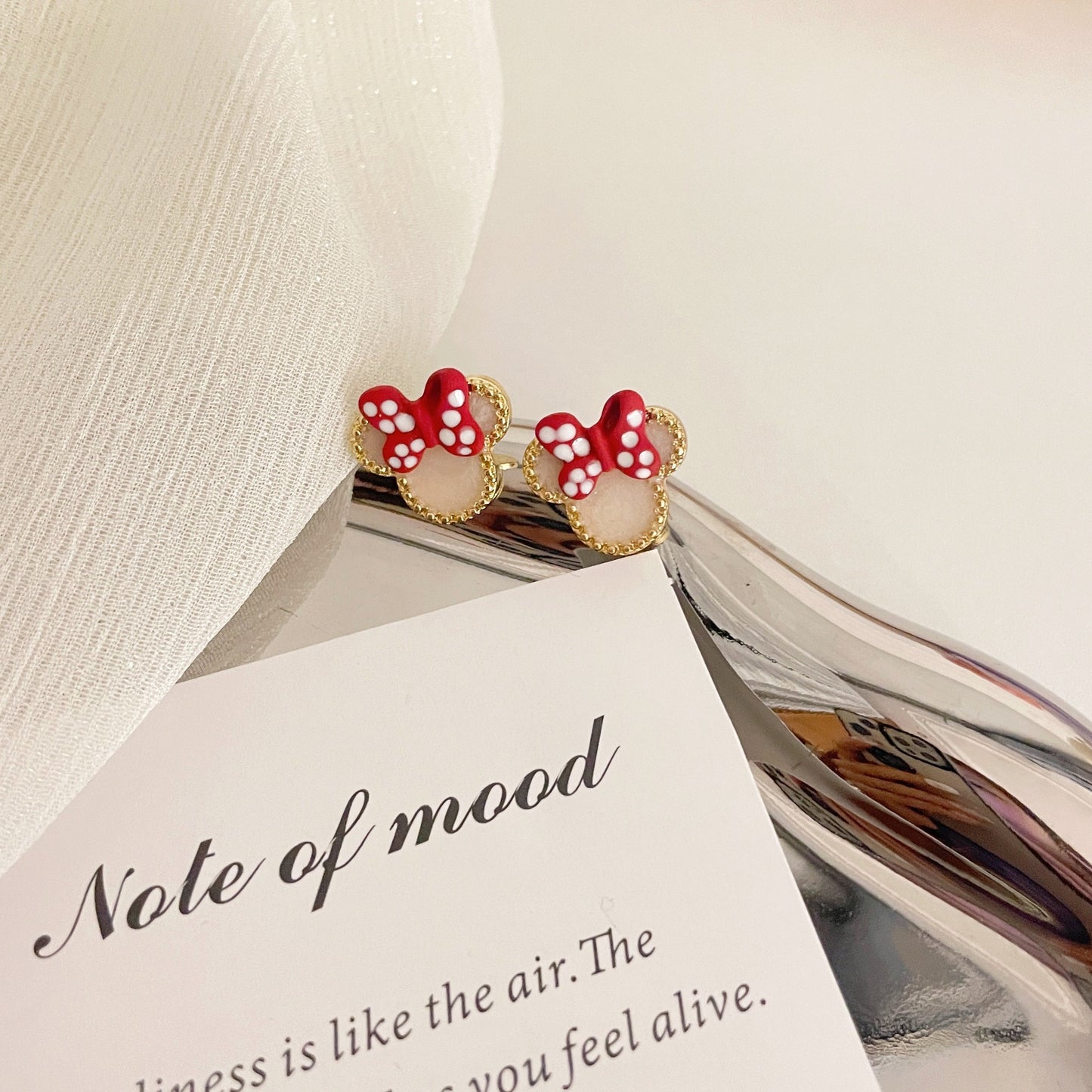 Women's Sweet Cute Mini Mouse Red Bow Earrings