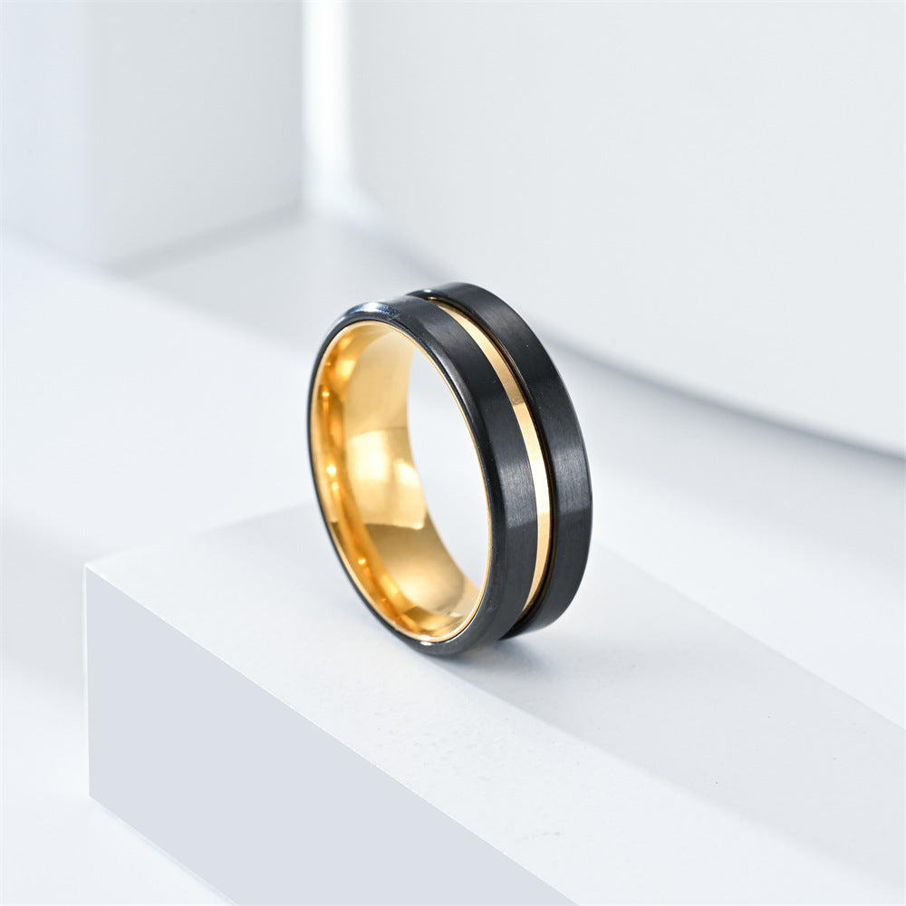 Men's Fashion Room Two-tone Black Gold Source Rings