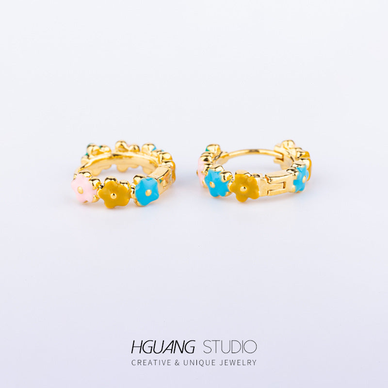 Zircon Ear Bone Sweet Colorful Piercing Earrings