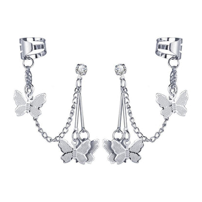 Cold Style Shining Diamond Zircon Double Earrings