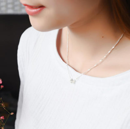 Women's Round Beads Sier-plated Clavicle Chain Girlfriends Necklaces