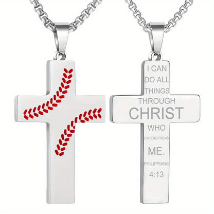 Baseball Boy Cross Stainless Steel Religious Pendants