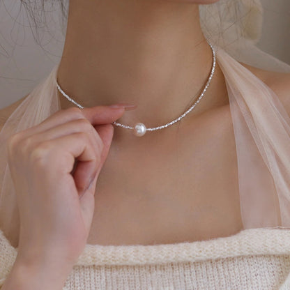 Sier Perfect Circle Strong Light Shell Pearls Necklaces