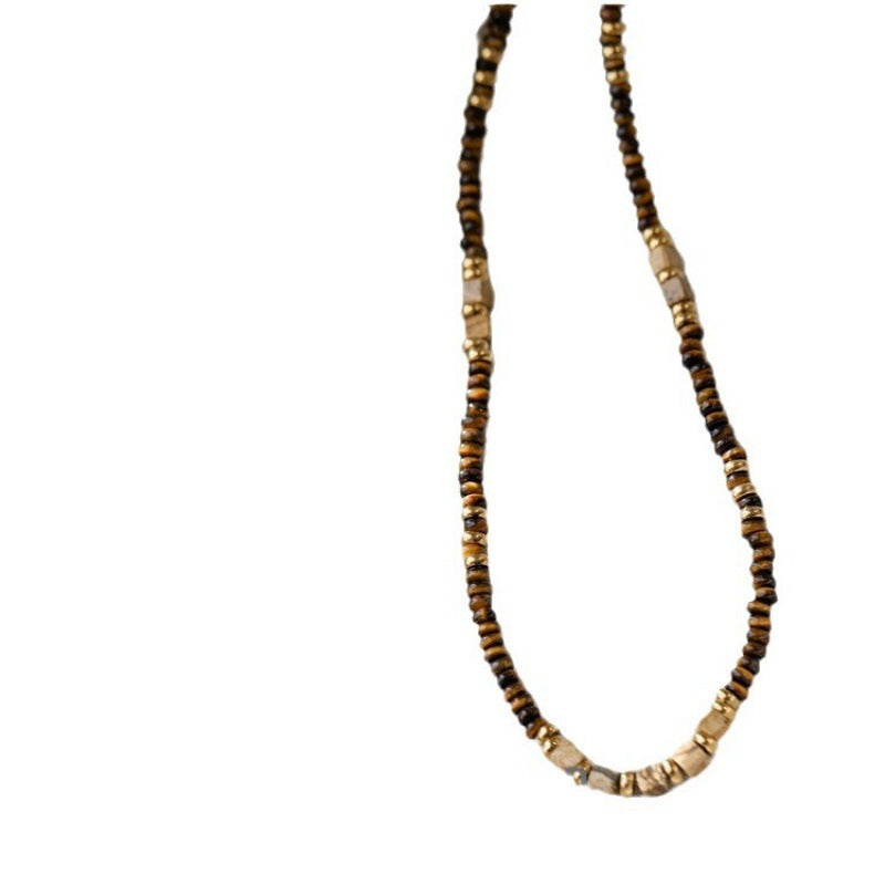 Natural Tigereye Beaded Female Clavicle Chain Stacked Necklaces